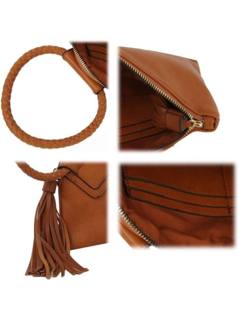 Women's Brown Leather Formal Purse Wristlet Wallet Casual Evening Handbag - Picture 5 of 6